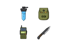 Survival gear set with water filter radio knife and pouch ou Product Image 1