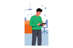 Man Writing on Clipboard in Modern Office Environment with G Product Image 1
