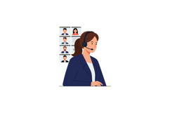 Customer Service Representative Wearing Headset During Virtu Product Image 1