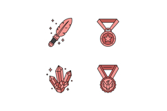 Magical feather pen crystal cluster medal illustrations in p Product Image 1