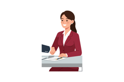 Businesswoman in burgundy suit shaking hands during professi Product Image 1