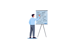 Man presenting business growth and financial data on flip ch Product Image 1