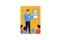Businessman presenting financial data on smartphone screen t Product Image 1