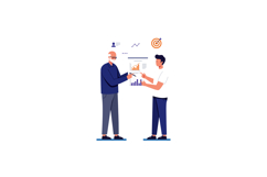 Business professionals analyzing charts and target goals in Product Image 1