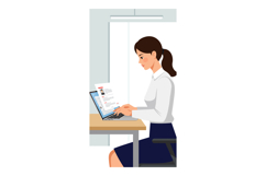 Businesswoman working on laptop typing professional office s Product Image 1