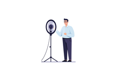 Man Using Ring Light for Photography or Video Recording in S Product Image 1