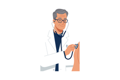 Male doctor using stethoscope to examine patient vector illu Product Image 1