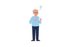 Confused elderly man holding prescription medication with qu Product Image 1