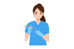 Female Dentist Holding Dental Tool Blue Scrubs Smiling Vecto Product Image 1