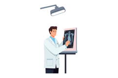 Male Doctor Analyzing Chest X-ray Scan in Medical Office Vec Product Image 1