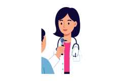Female doctor examining male patient with otoscope medical c Product Image 1
