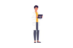Male Doctor Holding Ultrasound Scan in Medical Clinic Vector Product Image 1