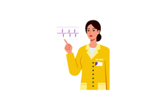 Female doctor in yellow coat pointing at heart rate monitor Product Image 1