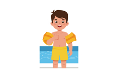 Boy Wearing Yellow Swim Armbands Giving Thumbs Up by Poolsid Product Image 1