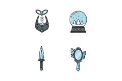 Ice-themed crown dagger mirror and snow globe fantasy magica Product Image 1