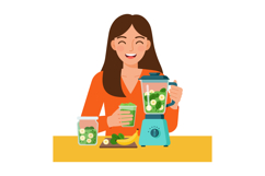 Woman Preparing Healthy Green Smoothie with Blender and Frui Product Image 1