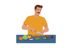 Man chopping fresh vegetables cooking preparation healthy li Product Image 1