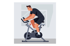 Man Exercising on Stationary Bike Indoor Fitness Workout Act Product Image 1