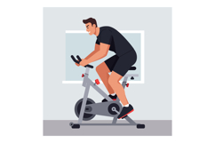 Man Exercising on Stationary Bike Indoor Fitness Training Ve Product Image 1