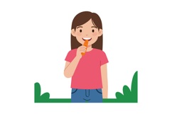 Girl eating carrot fresh vegetable healthy snack outdoors ve Product Image 1