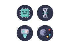 Technology and Science Icons Set Including Microchip Hourgla Product Image 1