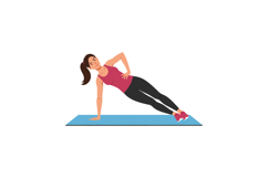 Woman exercising in side plank position on blue mat with pin Product Image 1