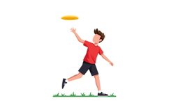 Boy playing frisbee outdoor casual sport activity in red shi Product Image 1