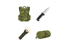 Military Style Camping Gear Set Including Backpack Knife Fla Product Image 1