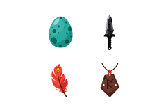 Dragon egg dagger feather and rune stone pendant fantasy mag Product Image 1