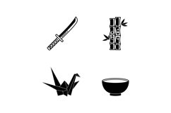 Traditional Japanese katana sword bamboo stalk origami crane Product Image 1
