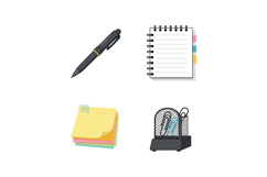 Office stationery set with pen notebook sticky notes and pap Product Image 1