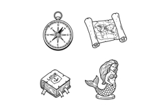 Compass map scroll book and mermaid figurine vintage nautica Product Image 1