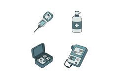 Medical equipment vector set with syringe sanitizer first ai Product Image 1