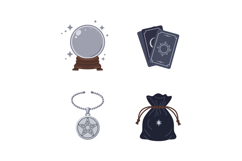 Magic crystal ball tarot cards pentagram necklace and spell Product Image 1