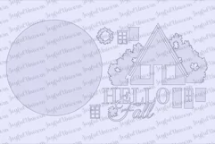 Autumn Cabin House SVG | Hello Fall Wood Round Sign SVG Product Image 2