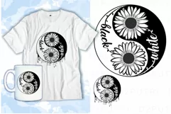 T shirt design Yin and Yang of Sunflower Black and White Product Image 1