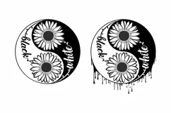 T shirt design Yin and Yang of Sunflower Black and White Product Image 2