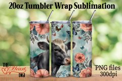 Cute Flower Cow 20oz Tumbler PNG, Cow with flowers Tumbler Product Image 1