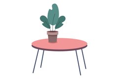 Coffee table with green houseplant. Living room decoration Product Image 1