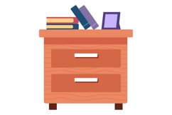 Wooden bedside table with two drawers and bunch of books Product Image 1