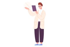 Scientist researching document. Happy person in glasses and Product Image 1