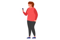 Young woman looking at smartphone. Student making video call Product Image 1