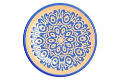 Porcelain cartoon plate with traditional blue arabic pattern Product Image 1