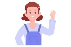 Hello gesture. Kid waving hand. Smiling girl Product Image 1