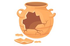 Cracked ceramic pot. Old ancient clay artefact Product Image 1
