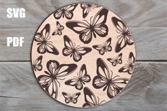 Butterfly SVG Round Sign, Laser Engraving file for Glowforge Product Image 1