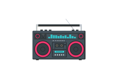 Retro boombox with cassette player and colorful equalizer gr Product Image 1