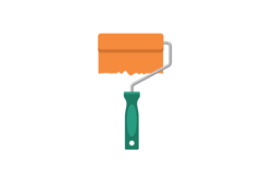 Paint roller with orange paint and green handle vector illus Product Image 1