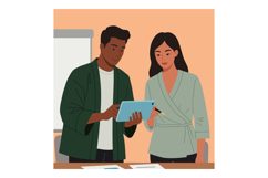 Two People Collaborating Using Tablet in Office Environment Product Image 1