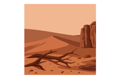 Desert landscape with dry branches and rocky formations in w Product Image 1